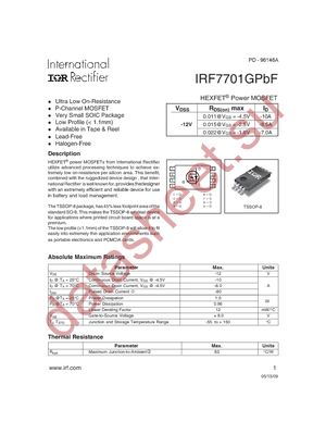 IRF7701GTRPBF datasheet  